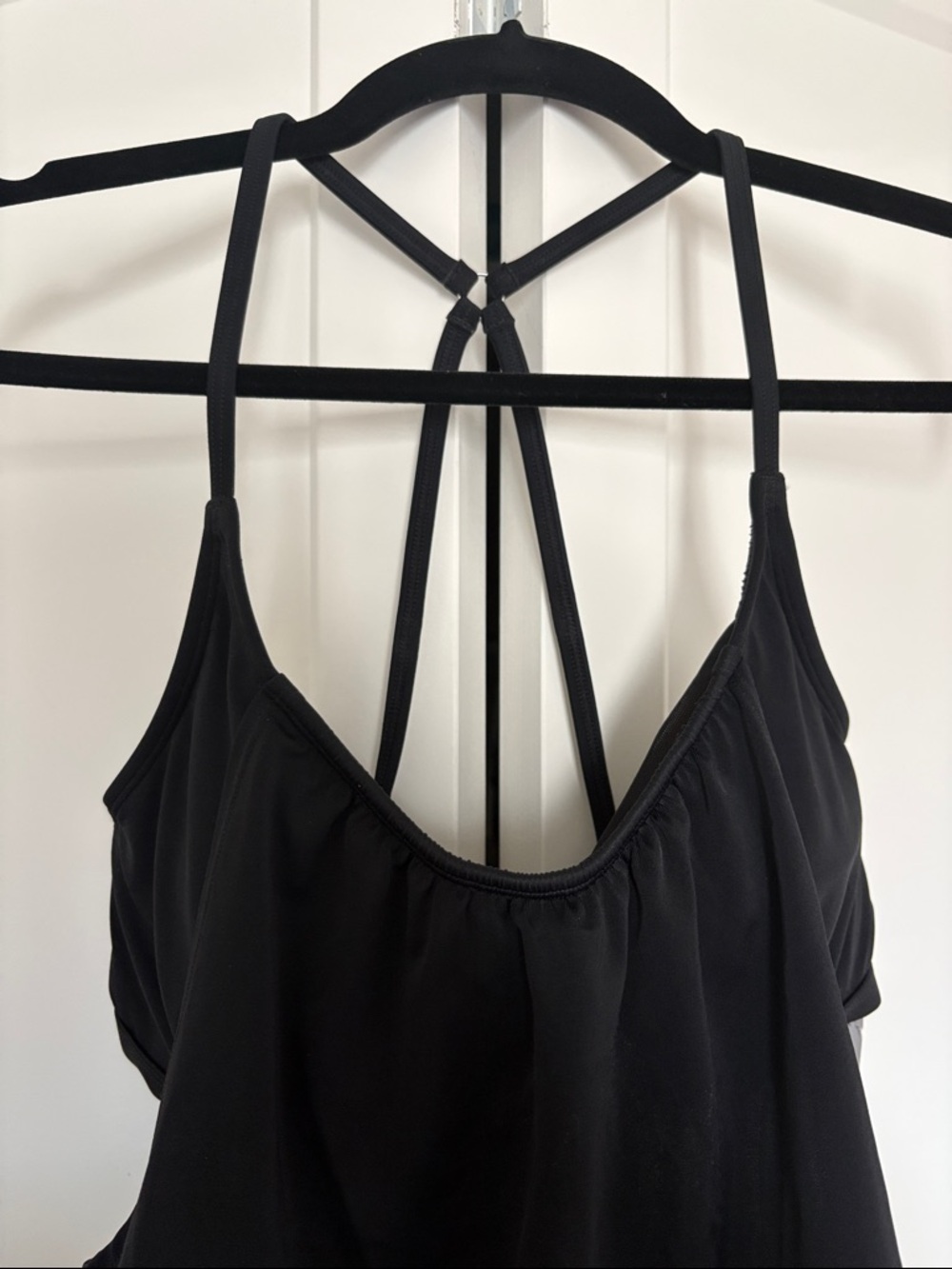 NEW [Athleta] Blousy Racerback Tankini Swim Swimsuit Top Black Women’s 34B/C - Picture 5 of 12
